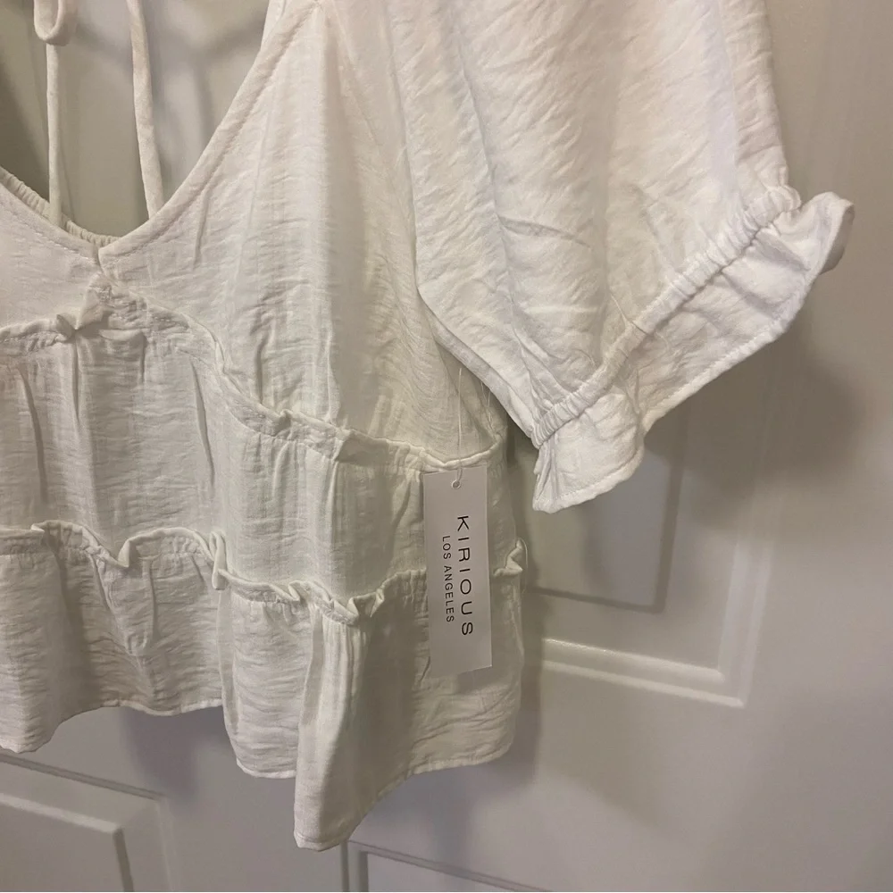 White Ruffled Women's Top - Picture 7 of 13